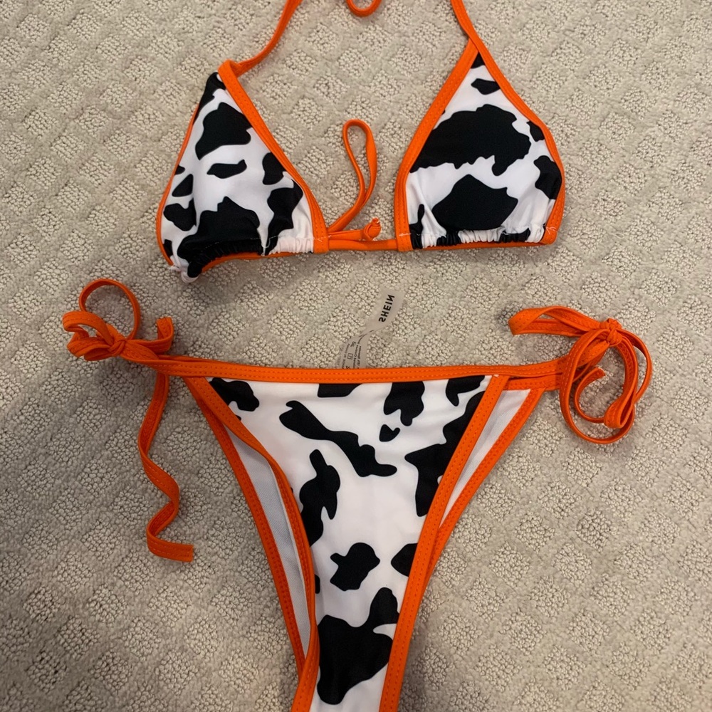 COPY - orange cow print string bikini